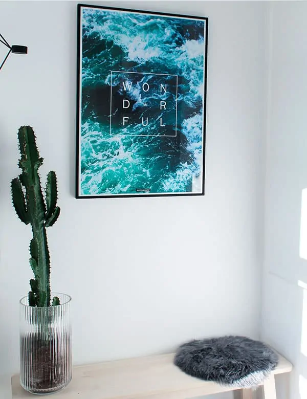 Natur plakat med hav og positiv tekst - Wonderful plakat