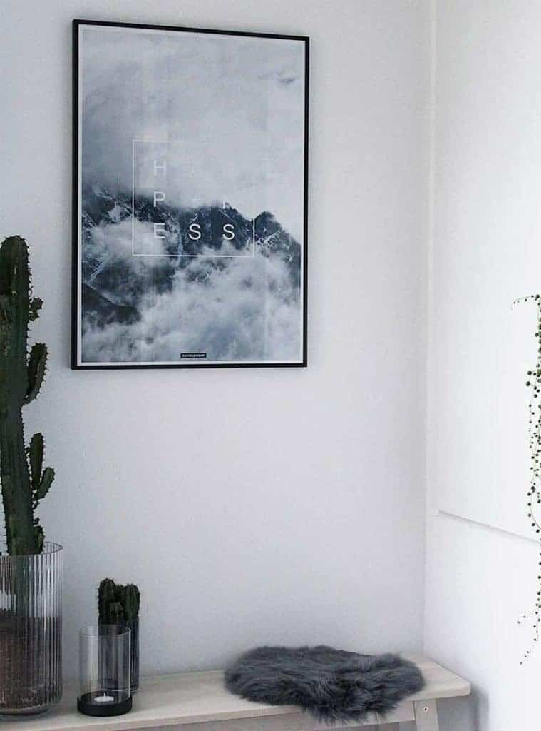 natur-tekst-happiness-plakat-800-1080px Natur plakat med positiv tekst - Happiness plakat