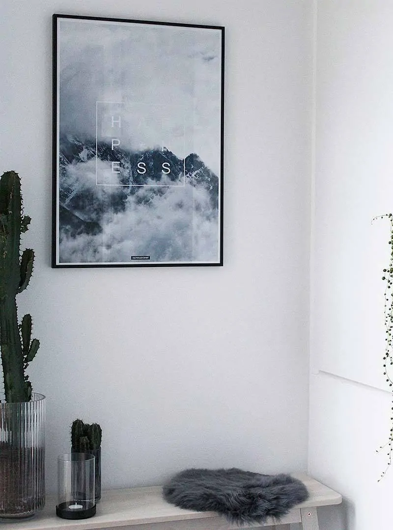 Natur plakat med positiv tekst - Happiness plakat