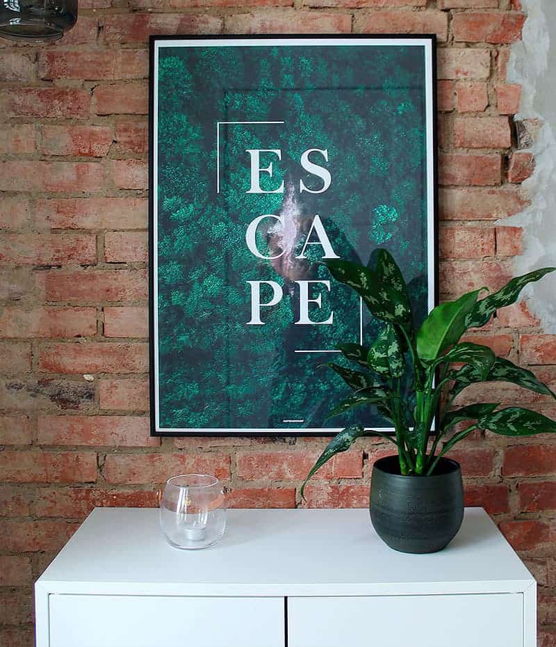 escape-natur-tekst-motivation-plakat Escape plakat - Natur og tekst plakat