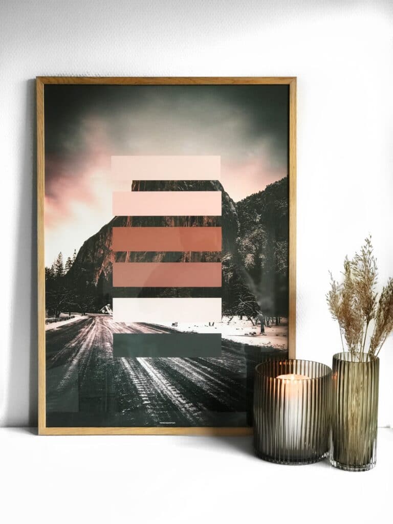 Orange Shades plakat - plakat i massiv egetræ ramme