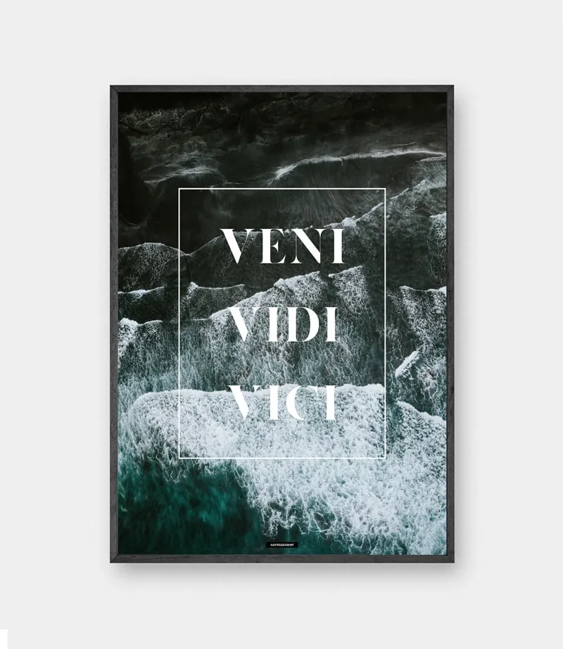 Veni Vidi Vici plakat - Motiverende natur plakat med citat: jeg kom, jeg så, jeg erobrede