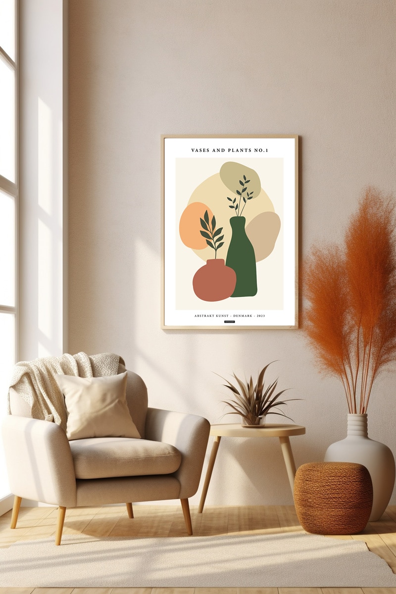 Abstrakt plakat med vaser og planter af KASPERBENJAMIN