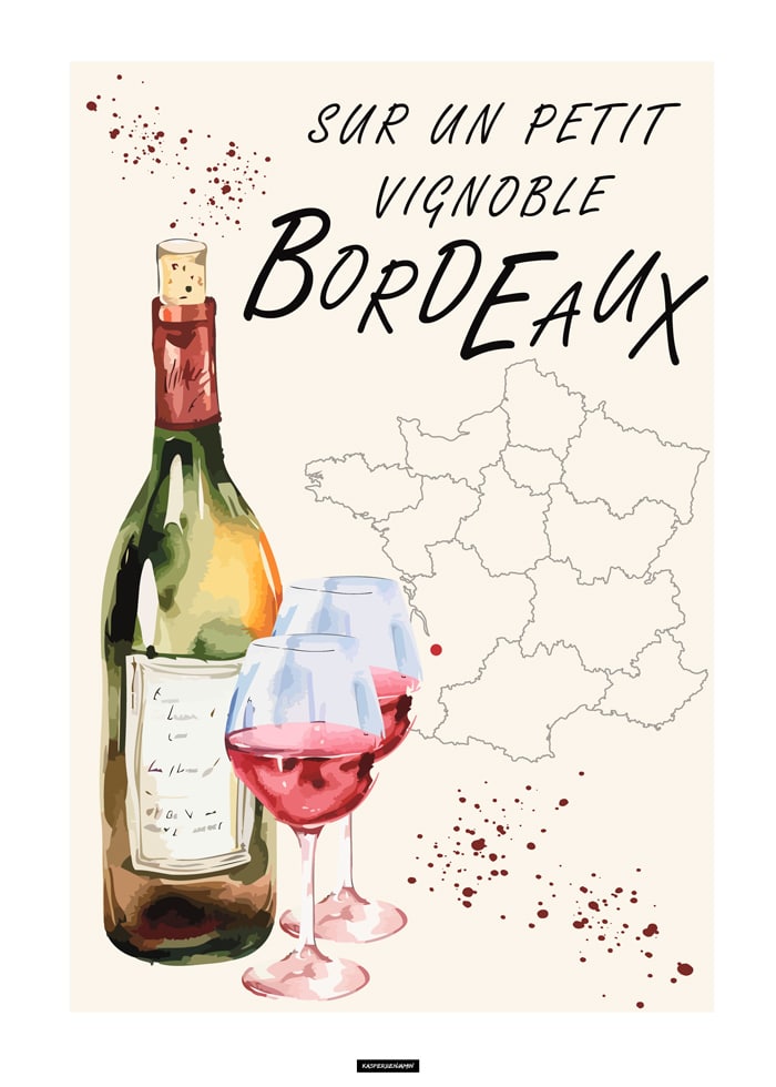 Vin plakat fra Bordeaux i Frankrig af KASPERBENJAMIN